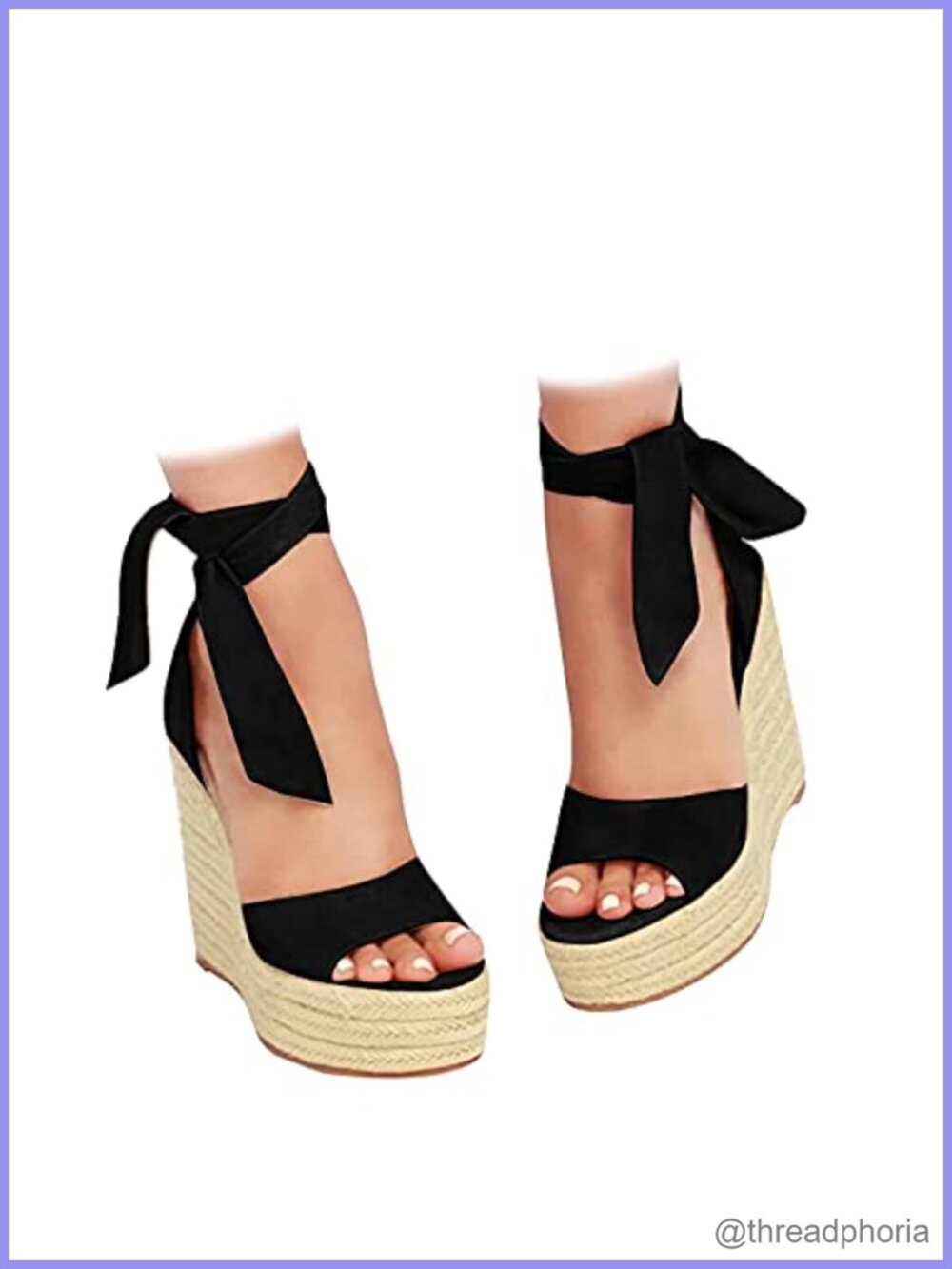 Womens Espadrilles Wedge Sandals Open Toe Lace Up Platform Ankle Strap Summer
